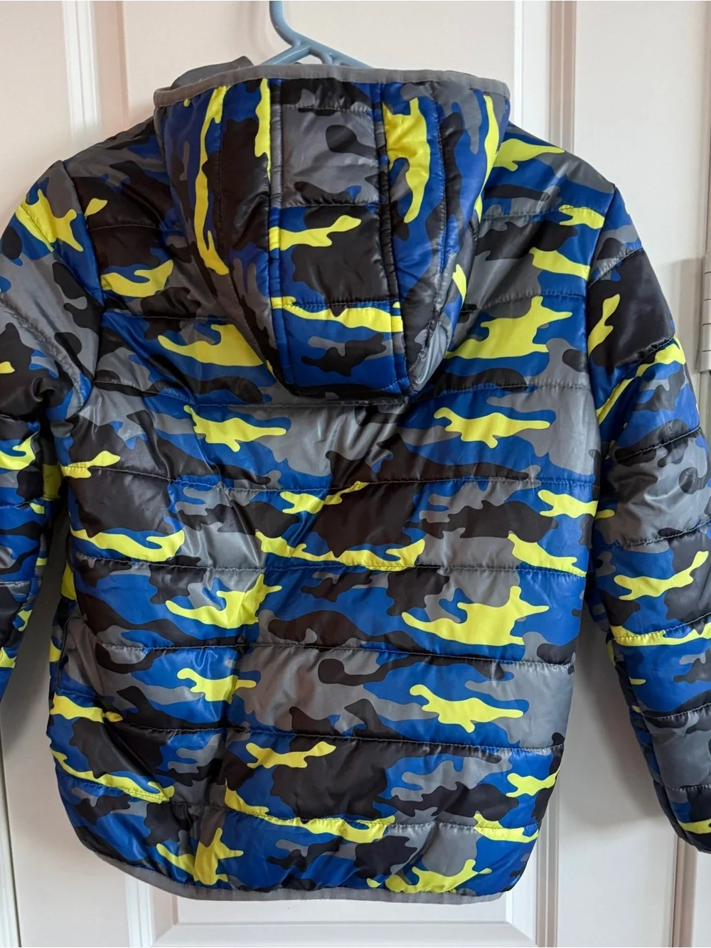 Gymboree Blue Gray Black Neon Yellow Camo Puffer Jacket